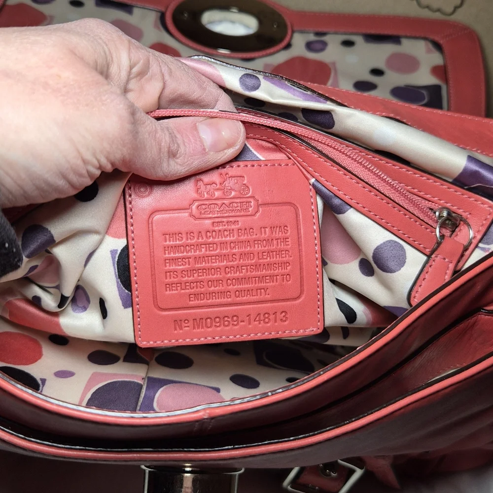 Coach Pink Leather Shoulder Bag with Chain Strap
